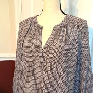 Joie Gray and Tan 3/4 Sleeve Relaxed Tunic